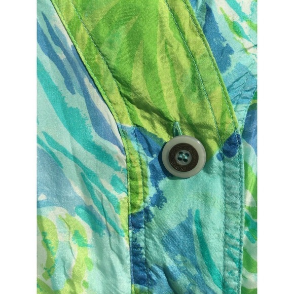 Vtg Mureli silk jacket size medium m green tropical track suit 1980s windbreaker - Picture 5 of 12